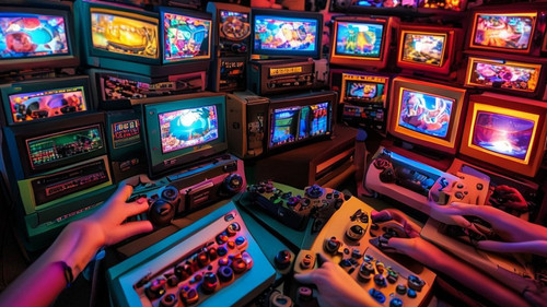 uma fotografia vibrante capturada com uma cmera profissional retrata uma animada reunio de gamer.jpg