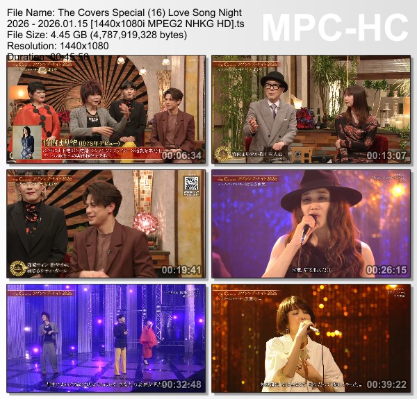 [TV-Variety] The Covers スペシャル(16) ラブソング・ナイト2026 (NHKG 2026.01.15)