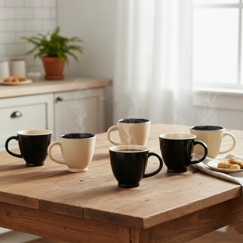 Black Carrot Ceramic Coffee Cup Set Black & White Set of 6 150ml.png