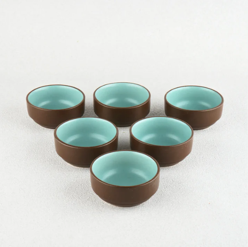 Premium Turquoise and Brown Ceramic Snack Bowl Set of 2.png
