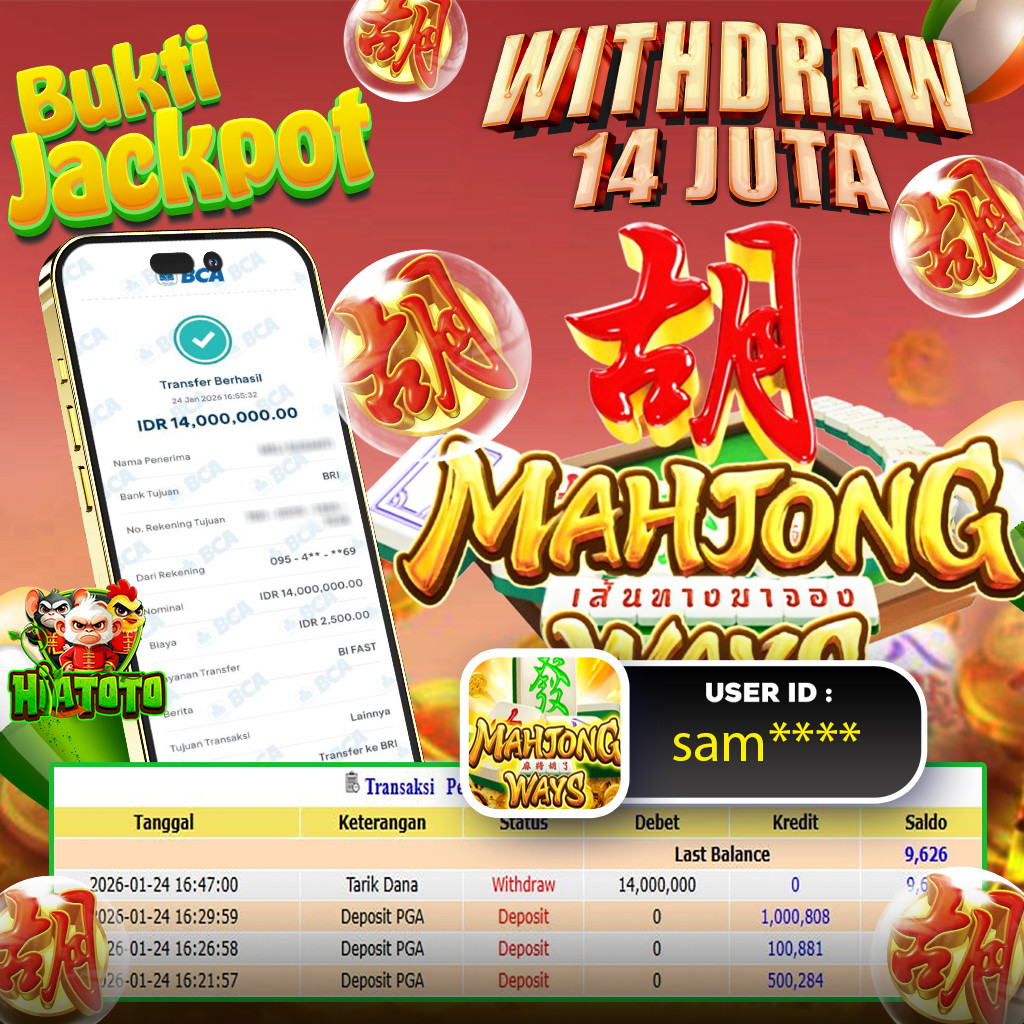 HIATOTO JACKPOT!!! Jackpot MAHJONG WAYS  Sebesar Rp,14.000.000 Juta Di Bayar Lunas!