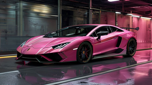 uma fotografia profissional de uma lamborghini rosa personalizada capturada com uma cmera de alta.jpg