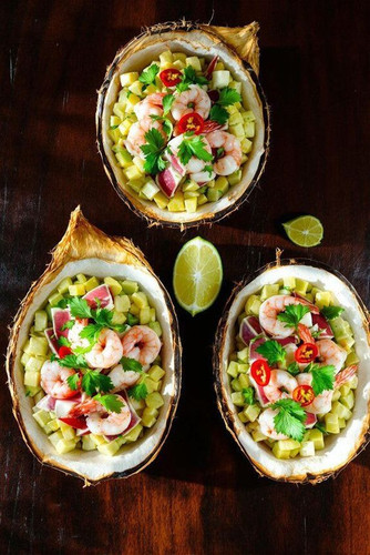 From KlickPin CF Tuna & Shrimp Ceviche Recipe With Papaya CoolHomeRecipes Papaya recipes Seafood rec.jpg
