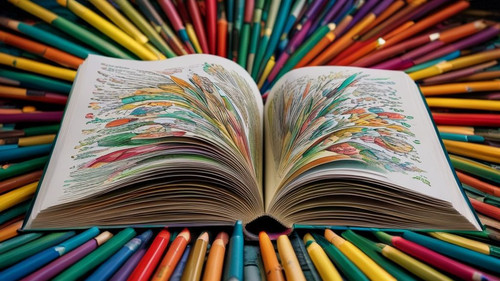 uma fotografia profissional mostra um livro de colorir aberto exibindo ilustraes incrivelmente de.jpg