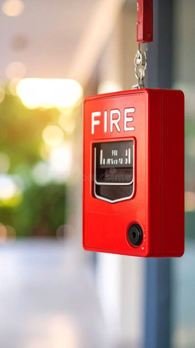 generated image red fire alarm system mounted wall safety concept protection 416546364.jpg