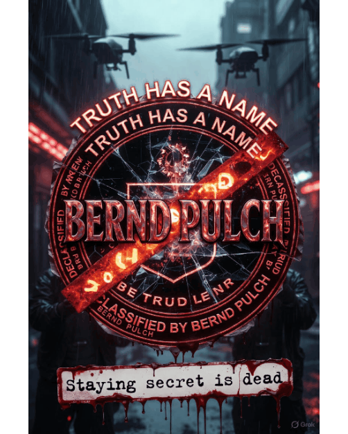 A glitching recycling symbol forms a heart around three figures: a tech bro, a slimy shadow, and a waste manager, while digital confetti turns into falling garbage.