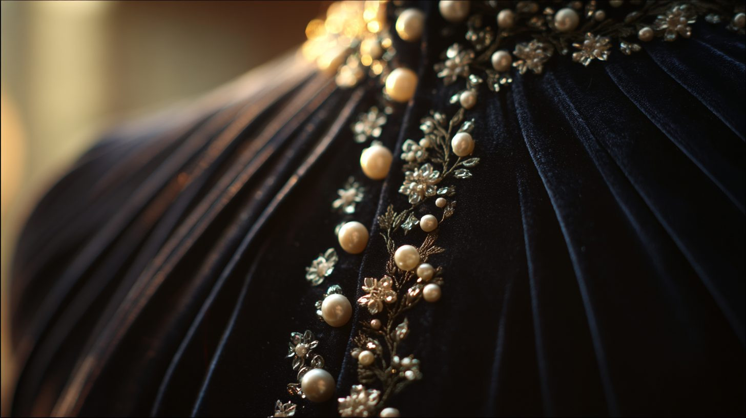 Декоративные пуговицы на вечернем платье