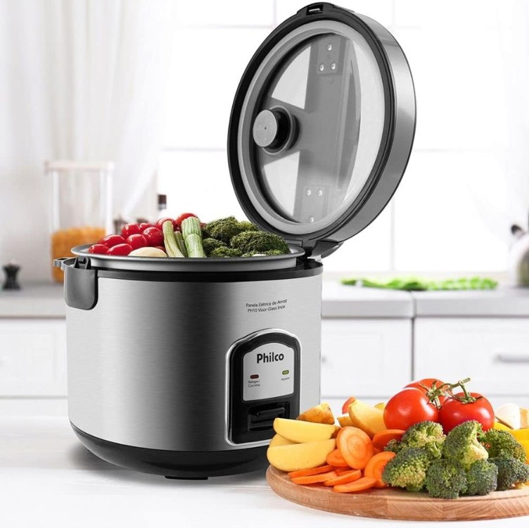 Panela Elétrica De Arroz Philco Ph10p Visor Glass 700w Preto 220v