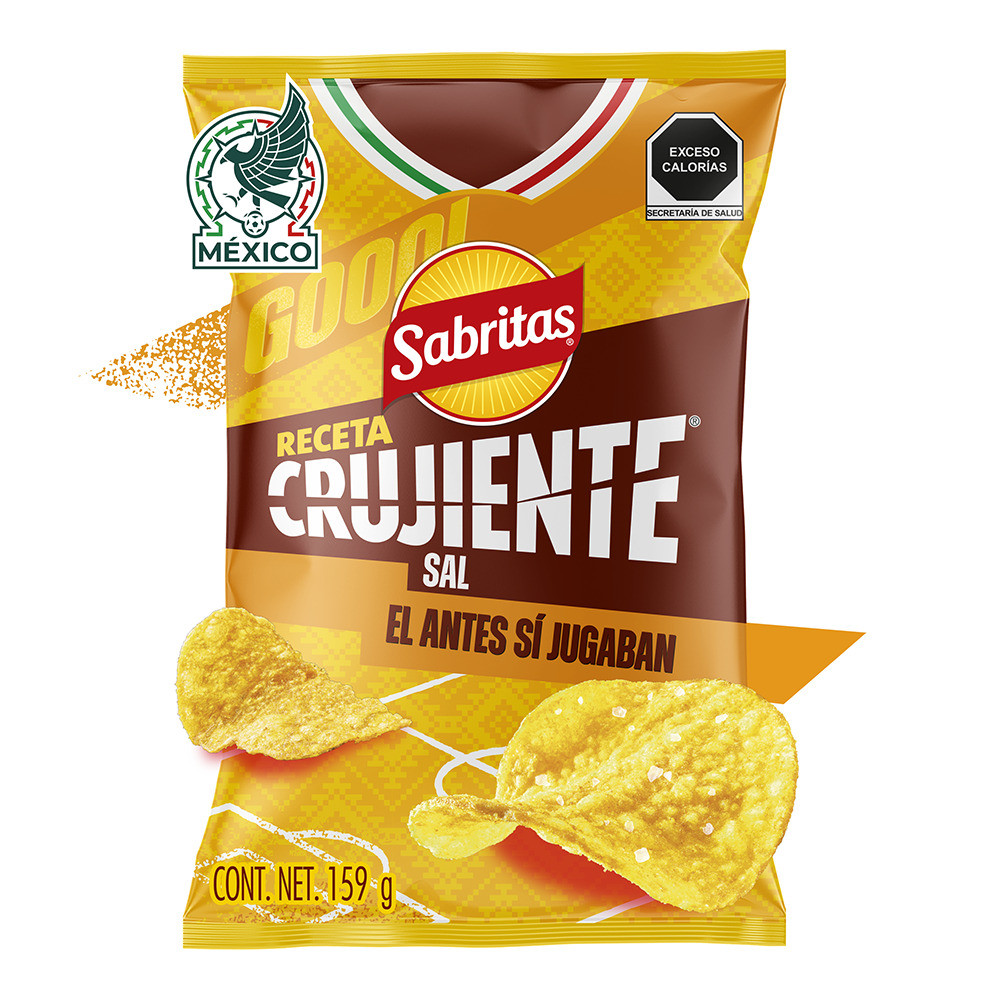 Papas fritas Sabritas Receta Crujiente futbol mexicano sabor sal 159 g ...
