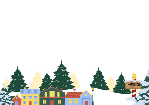 Colorful Illustrated Snowy Christmas Greeting Landscape Poster.png