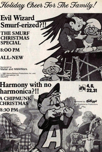 1982 cartoon TV specials Chipmunk and Smurfs