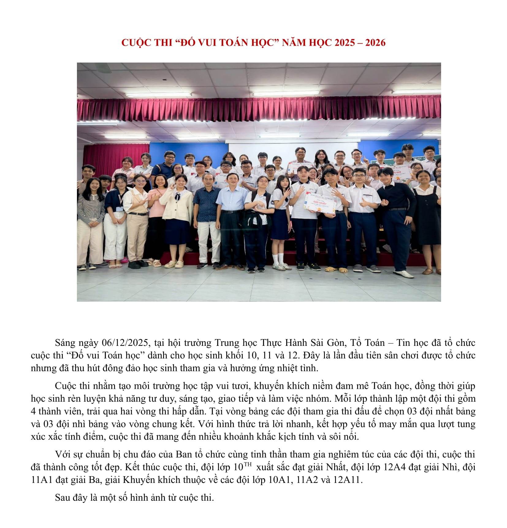 Cuộc thi Đố vui Toán học NH 2025 2026 1