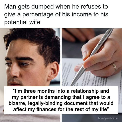 man refuses marriage contract give spouse income.jpg