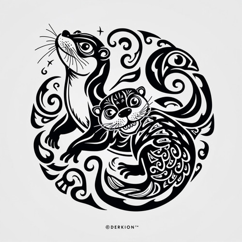 A stunning Northwest Coast Formline art piece featuring an otter The design is intricate and traditi.jpg