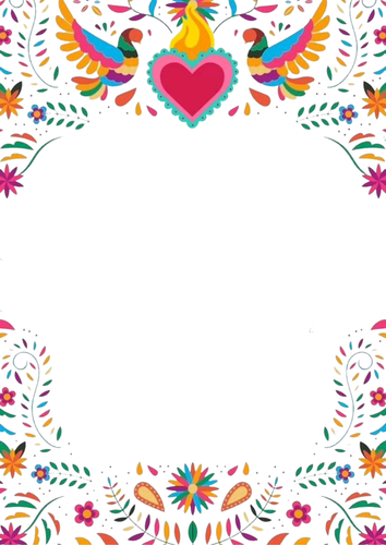 Menú de bodas con patrones artesanales en azul con blanco.png