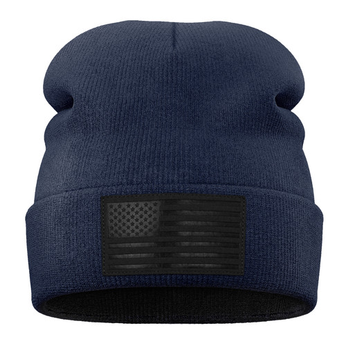 1 Beanie Front Navy Brown Leather Flag Patch (1).jpg