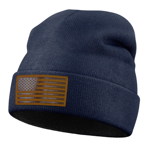 2 Beanie Side Navy Brown Leather Flag Patch.jpg