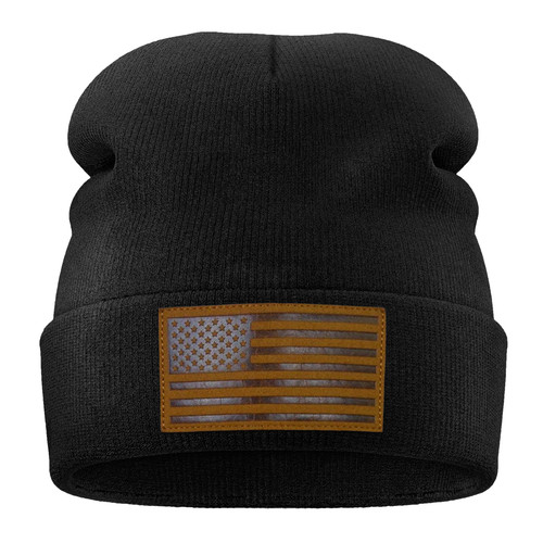 1 Beanie Front Black Brown Leather Flag Patch (1).jpg