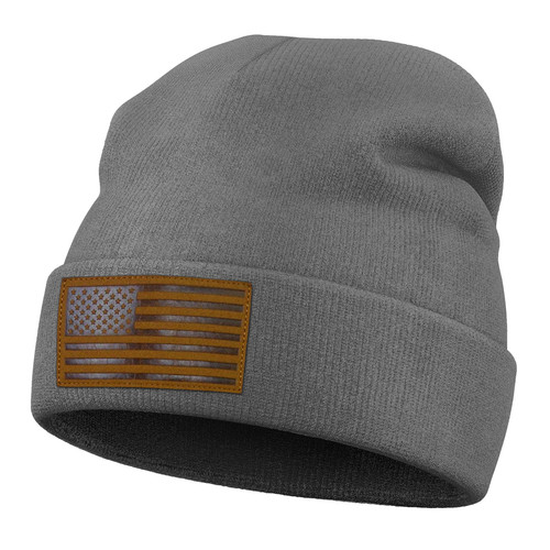 2 Beanie Side Gray Brown Leather Flag Patch (1).jpg
