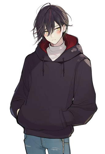 blushing ，shy，Look away, ear blushing,light golden eyes s 3477825462.png