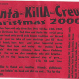 Santa Killa Crew Christmas 2000 Insert
