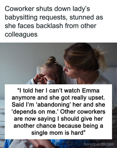refusing babysit coworker late picking up sharing.jpg