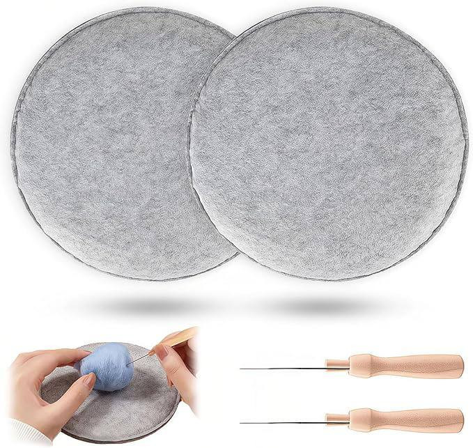#VerdientProvisionen<br>Filzunterlage zum Filzen, 25 x 25 cm Unterlage Zum Filzen Trockenfilzen 2 Stück Unterlage Nadelfilzen Werkzeugsatz mit Filznadelhalter und Filznadeln für Starter Wollfilz Werkzeugset