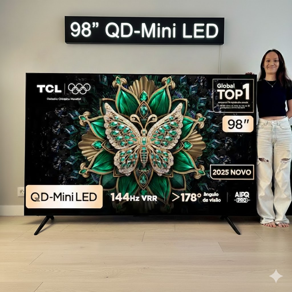 Smart TV TCL 98 Polegadas QLED Mini LED Matte 4K C6K WiFi Bluetooth Google TV 144Hz VRR HDR10+ 98C6K