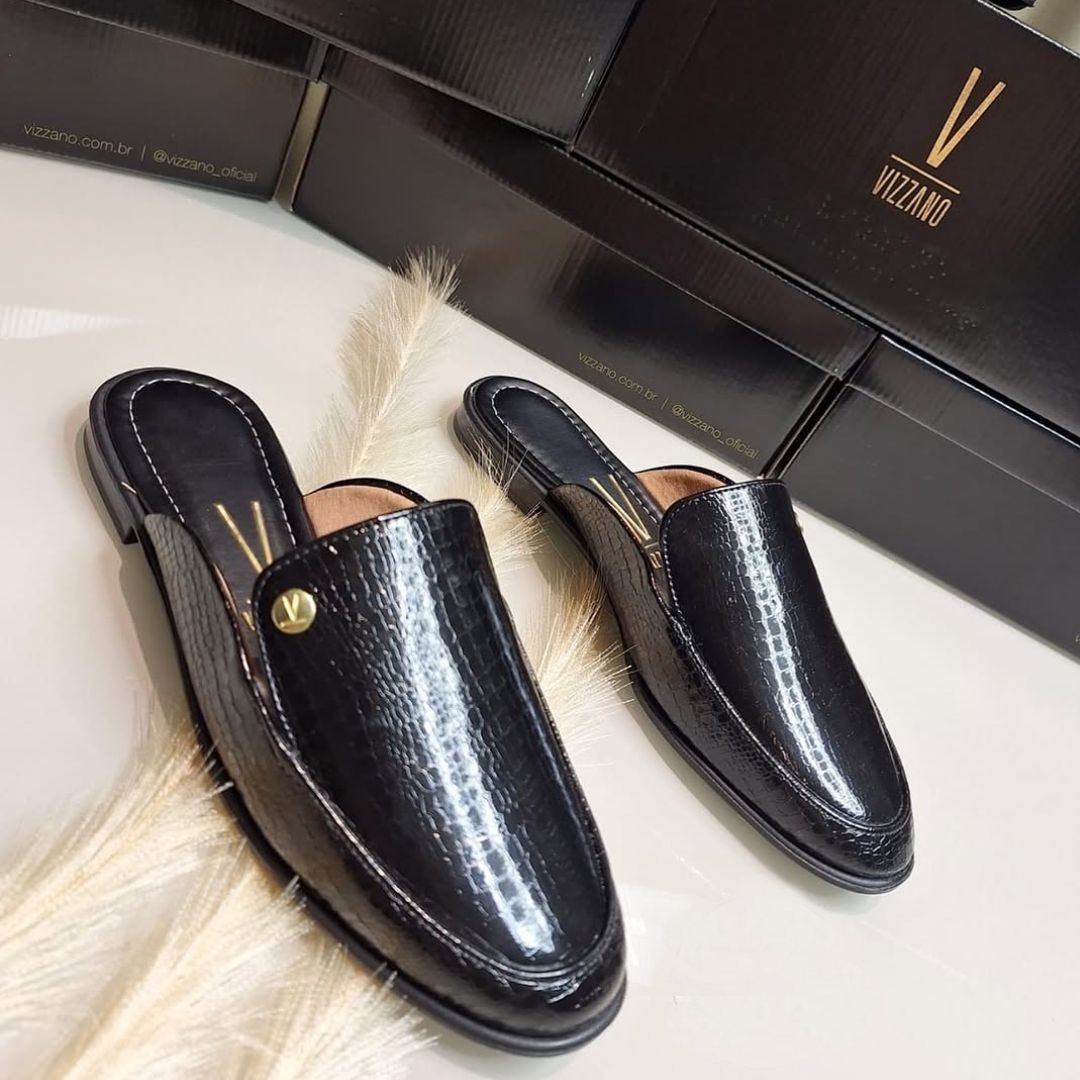 Sapato Feminino Mule Verniz Croco Vizzano
