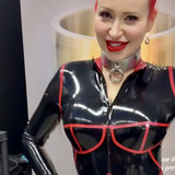 Latexannarosenmüller red lipstick neckcollar locked in Latex 24:7 rubberdoll fuckdoll