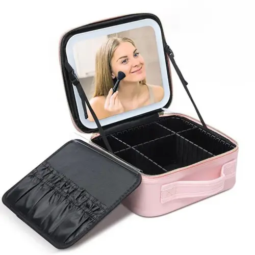 geanta pentru cosmetice design elegant oglinda incorporata lumina led in 3 culori 4k 72 leduri ecran.webp