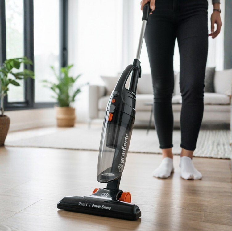 Aspirador De Pó Elétrico Gradiente Vertical 2 Em 1 1200w Cor Preto