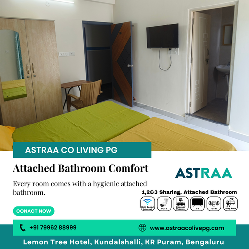 Attached bathrooms ensure privacy, hygiene and convenience in all room types.