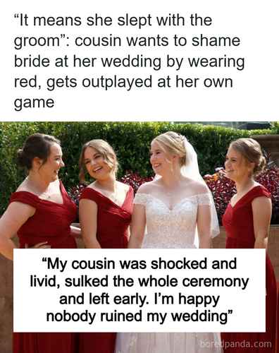 bride gets revenge cousin plan wear red on wedding.png