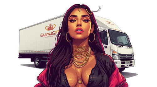 A luxurious Bollywood hip hop woman with shimmering makeup, gold layered necklaces, and an unbuttone.jpg