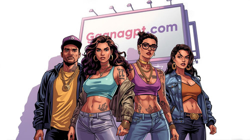 A group of four Bollywood hip hop stars—two men, two women—diverse looks, modern streetwear mixed wi.jpg