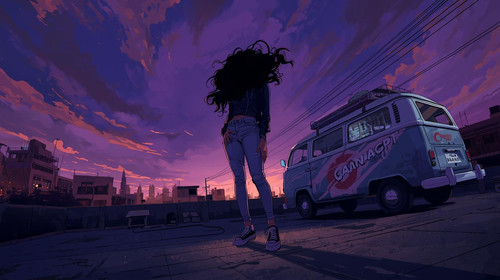 5. Rooftop Freestyle, Dark Lavender City — Female freestyler on a Mumbai rooftop at night, dark lave.jpg