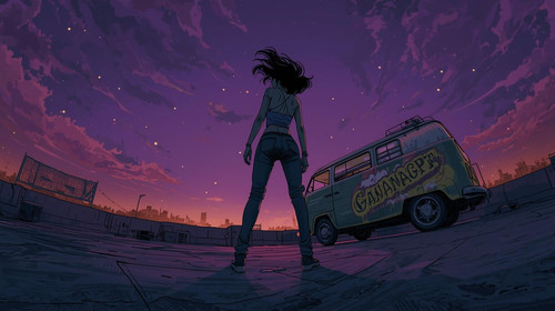 5. Rooftop Freestyle, Dark Lavender City — Female freestyler on a Mumbai rooftop at night, dark lave.jpg