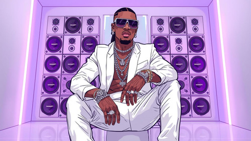 A Bollywood rap superstar, lean and stylish, wearing white designer streetwear, diamond chains, ring.jpg