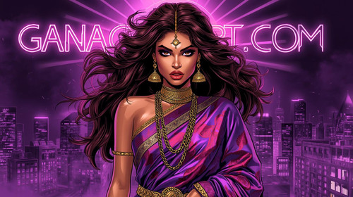 A gorgeous Bollywood hip hop queen with smoky eyes, deep brown flowing hair, red bindi, glossy bronz.jpg