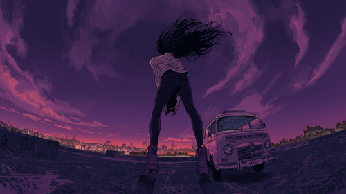 5. Rooftop Freestyle, Dark Lavender City — Female freestyler on a Mumbai rooftop at night, dark lave.jpg