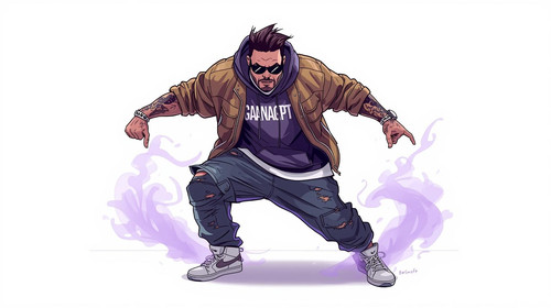 Bollywood hip hop dancer mid pose, muscular build, stylish tattoos, layered urban clothes. Wearing s.jpg