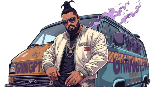 Handsome Bollywood hip hop star with sharp jawline, stylish beard, and braided top knot hair. Wearin.jpg