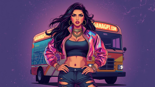 A striking Bollywood hip hop star, stylish and sexy, with sharp eyeliner, glossy lips, and long flow.jpg