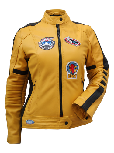 Kill Bill Womens Cosplay Yellow Biker Leather Jacket 1.png