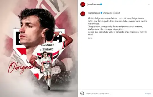 De saída: Dinenno se despede do São Paulo após passagem apagada