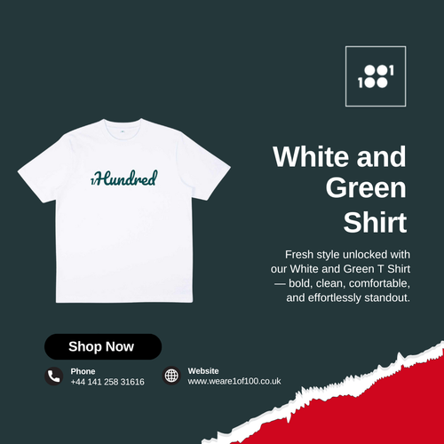White and Green T Shirt Weare1of100.png
