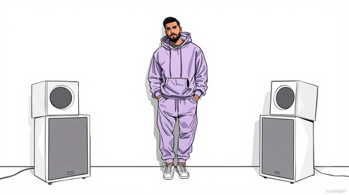 A charismatic male Bollywood rapper leans against a pure white sound stage wall. He wears only laven.jpg