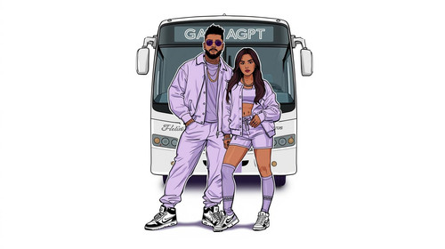 Bollywood hip hop male and female duo. Both wear matching light purple streetwear outfits. Backgroun.jpg
