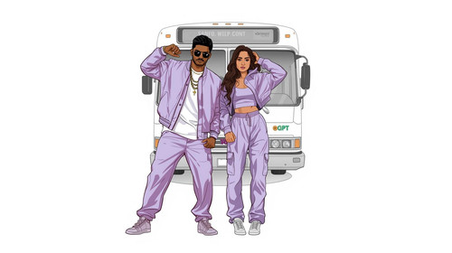 Bollywood hip hop male and female duo. Both wear matching light purple streetwear outfits. Backgroun.jpg
